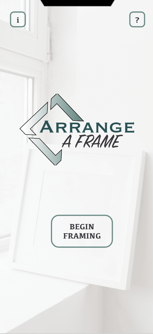 Mockup of Arrange a Frame homepage